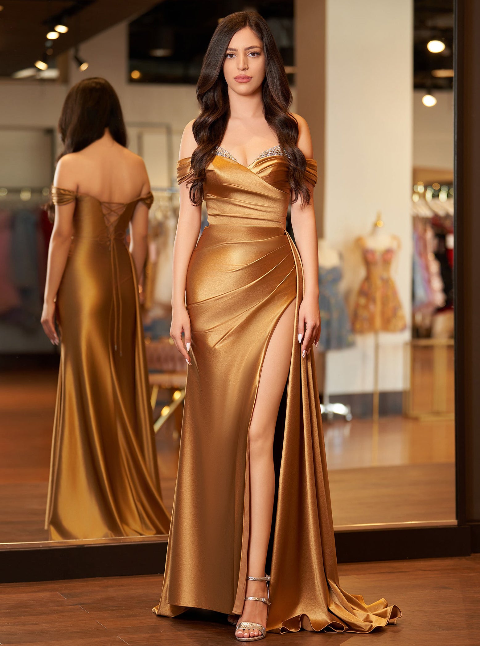 Adelaide |Mermaid Satin Long Prom Dress with Slit