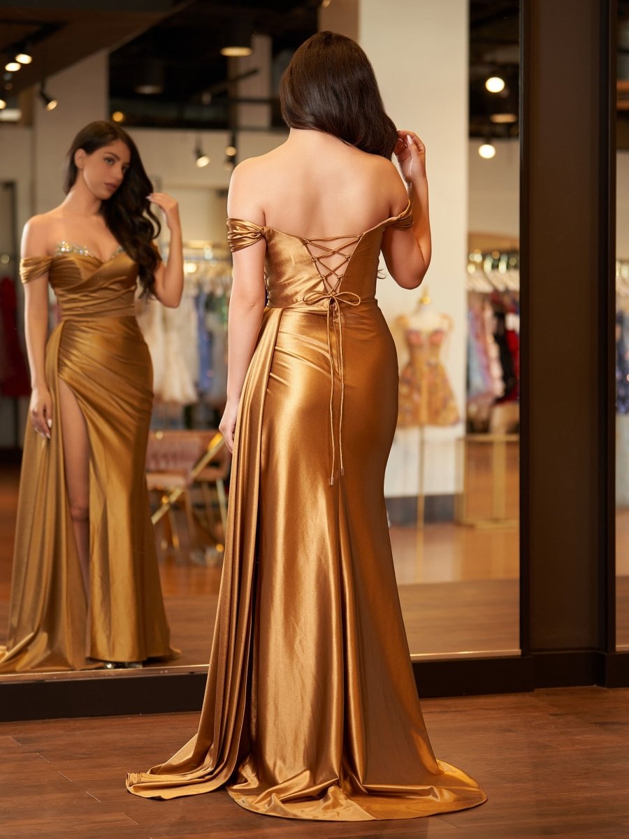 Adelaide |Mermaid Satin Long Prom Dress with Slit - KissProm