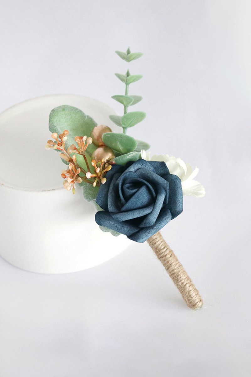 Artificial Silk Roses Wedding Bridesmaid Boutonniere - KissProm