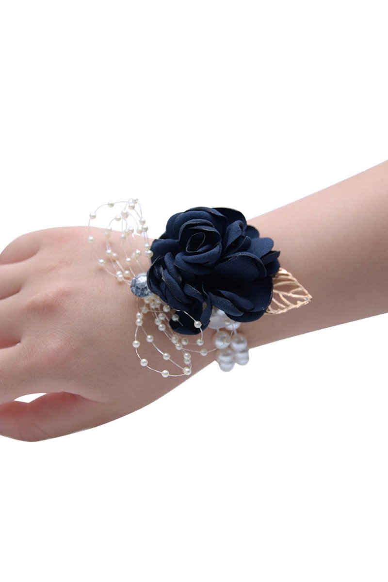 Artificial Silk Roses Wedding Bridesmaid Wrist Corsage - KissProm