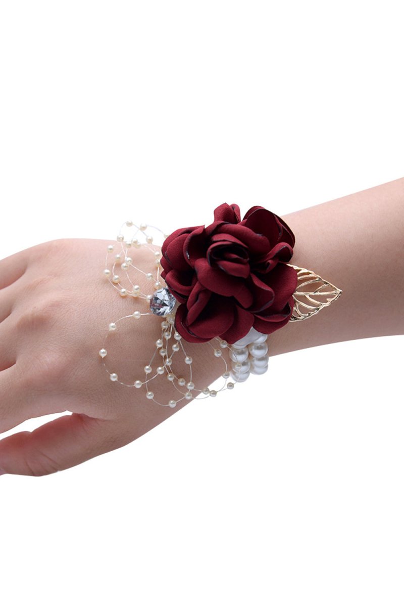 Artificial Silk Roses Wedding Bridesmaid Wrist Corsage - KissProm