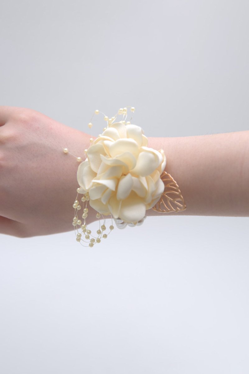 Artificial Silk Roses Wedding Bridesmaid Wrist Corsage - KissProm