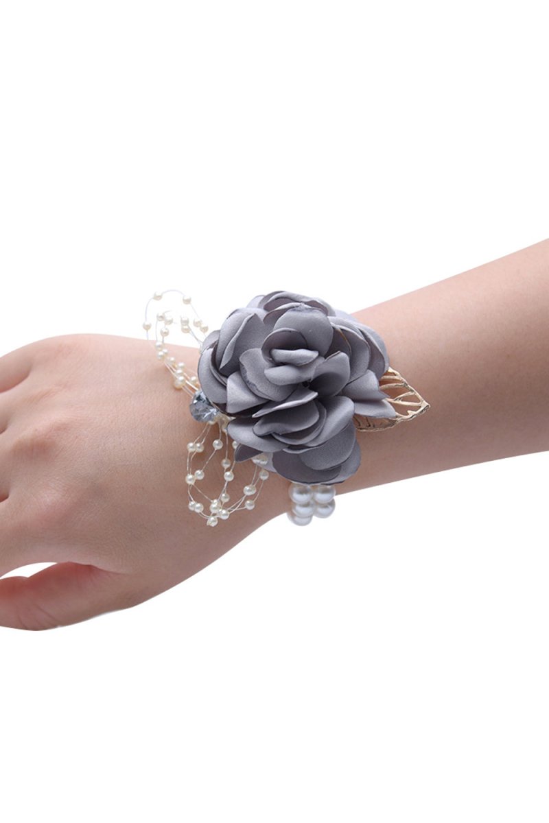 Artificial Silk Roses Wedding Bridesmaid Wrist Corsage - KissProm