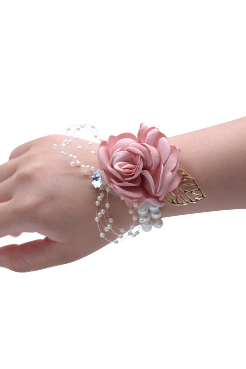 Artificial Silk Roses Wedding Bridesmaid Wrist Corsage - KissProm