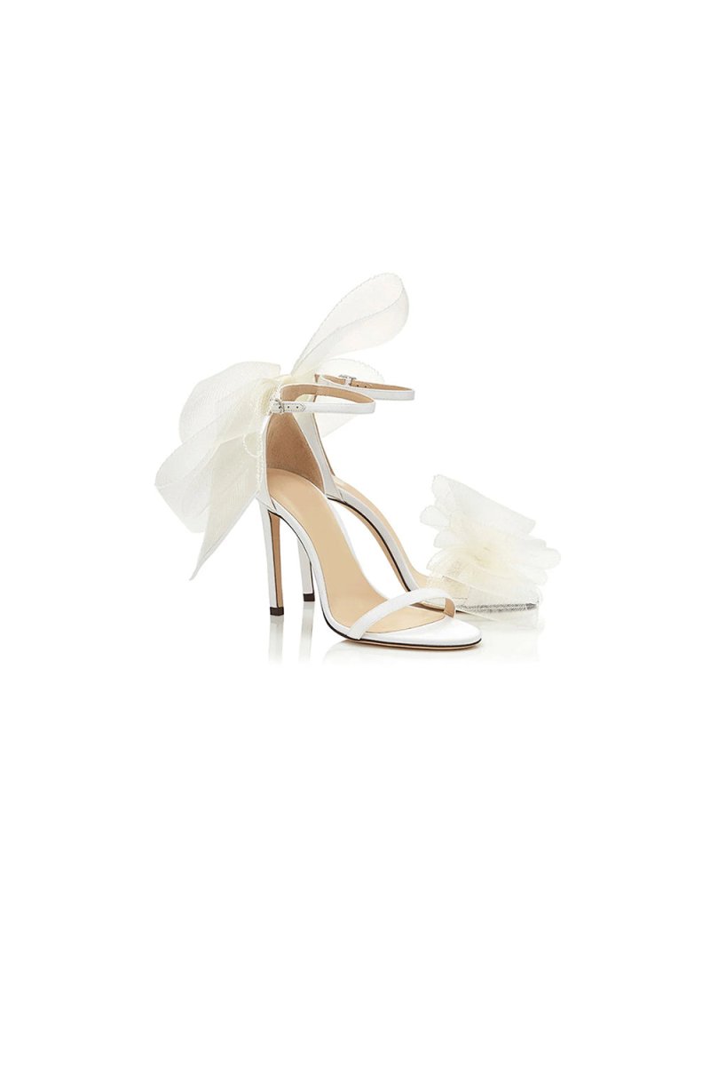 Asymmetric Bow - Embellished Satin High Heel Sandals - KissProm