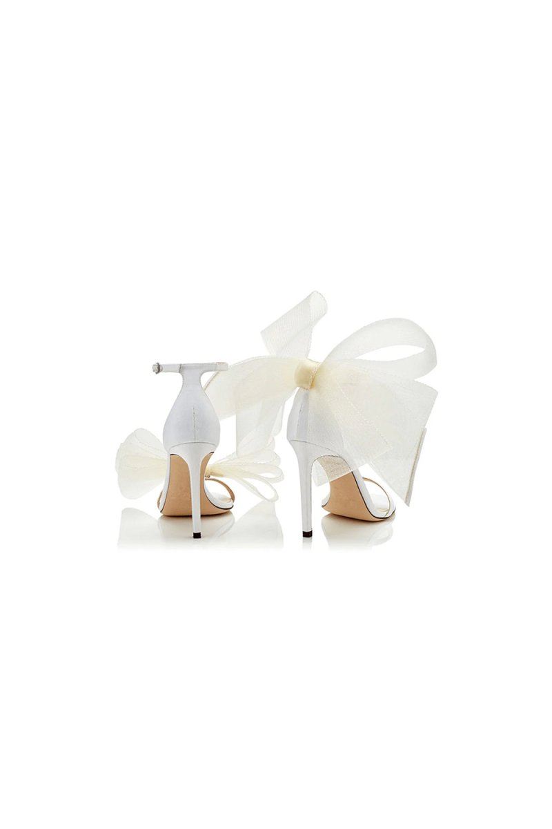 Asymmetric Bow - Embellished Satin High Heel Sandals - KissProm