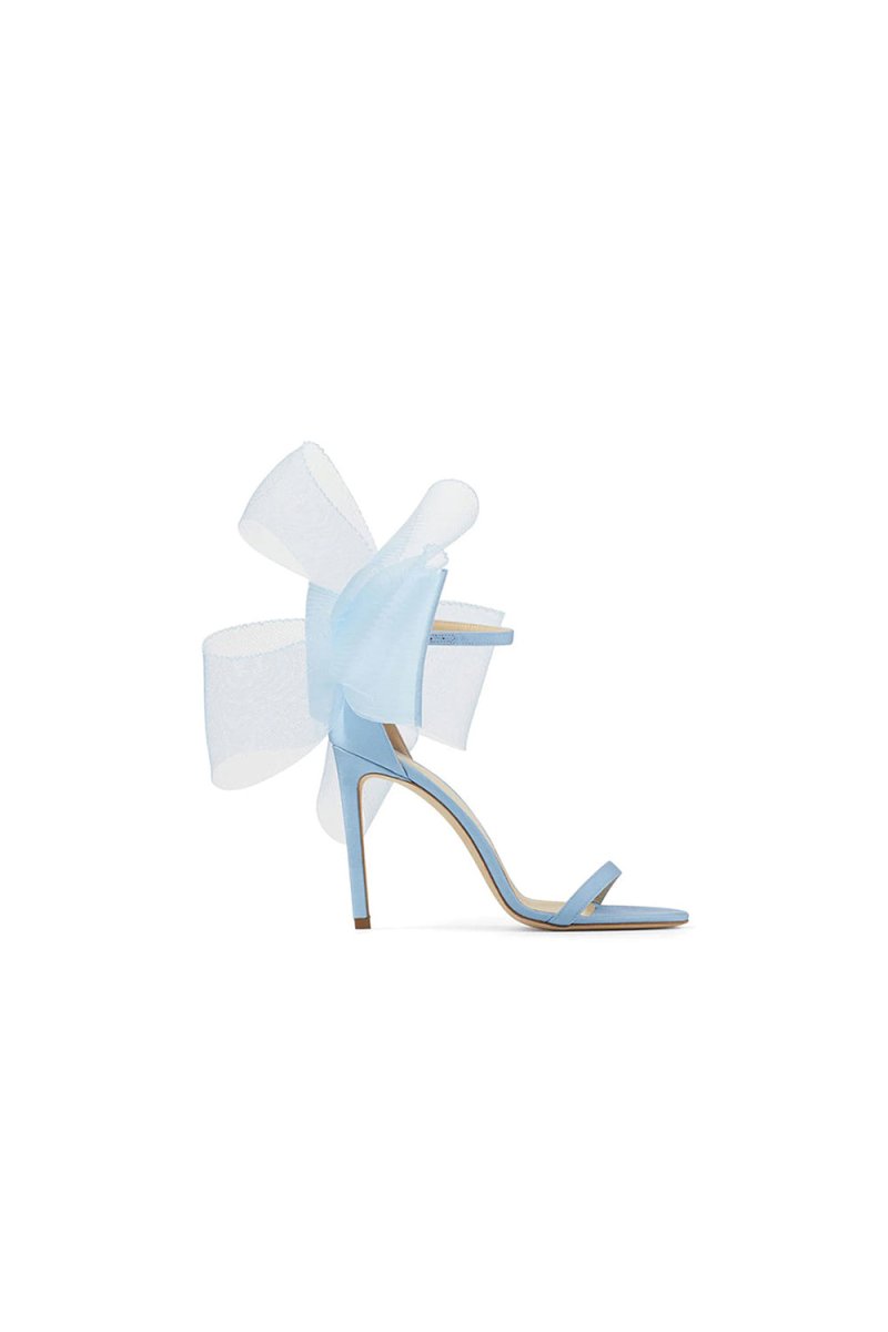 Asymmetric Bow - Embellished Satin High Heel Sandals - KissProm