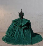 Ball - Gown Lace Emerald Green Glitters Quinceanera Dresses - KissProm