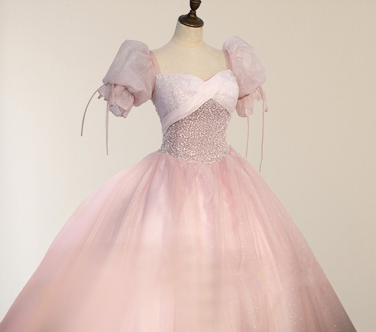 Ball - Gown Tulle Pink Sweetheart Floor - Length Graduation Birthday Party Dress with Sequined - KissProm