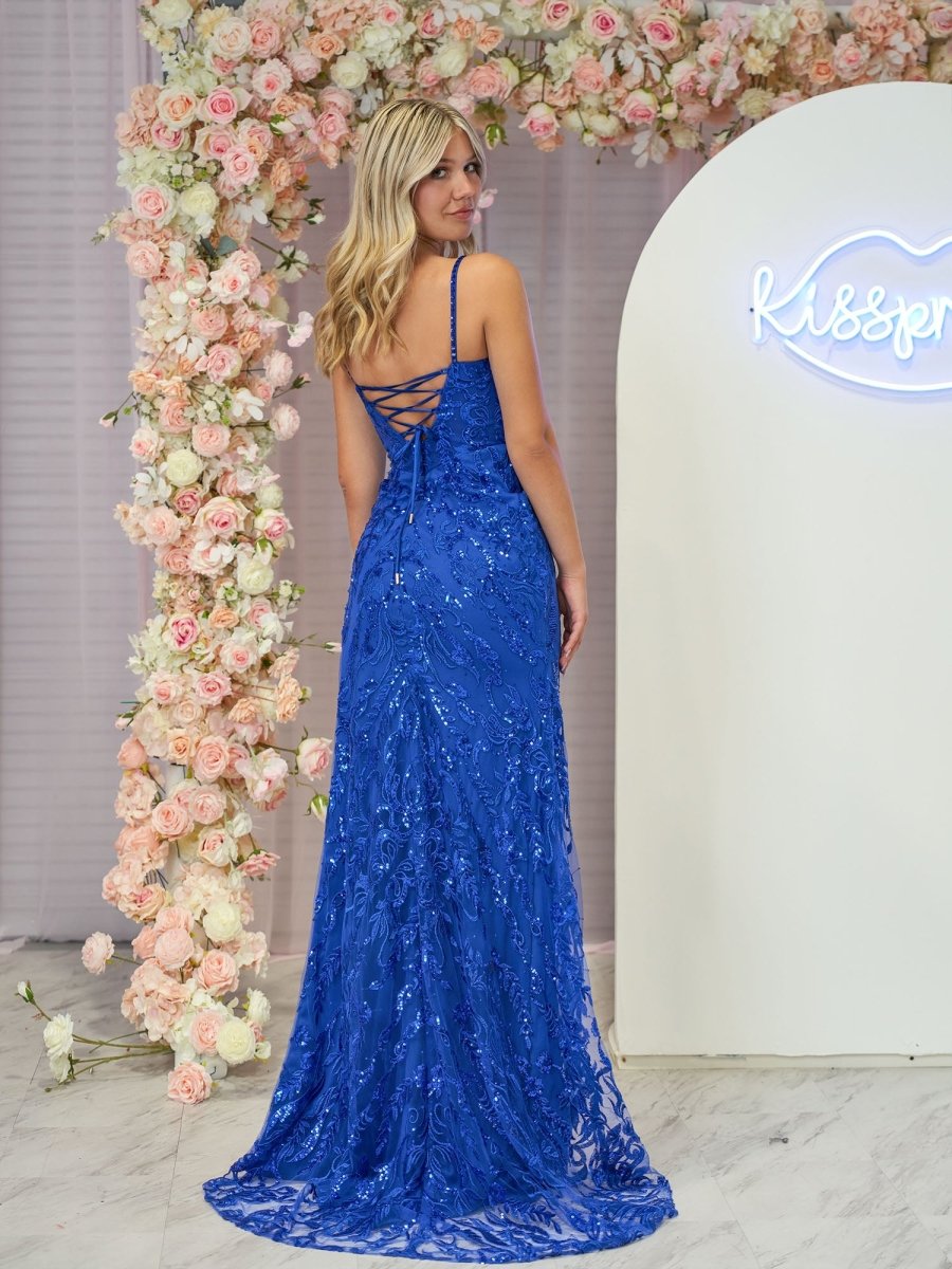 Remy |Mermaid Scoop Neck Sequins Prom Dress with Slit - KissProm