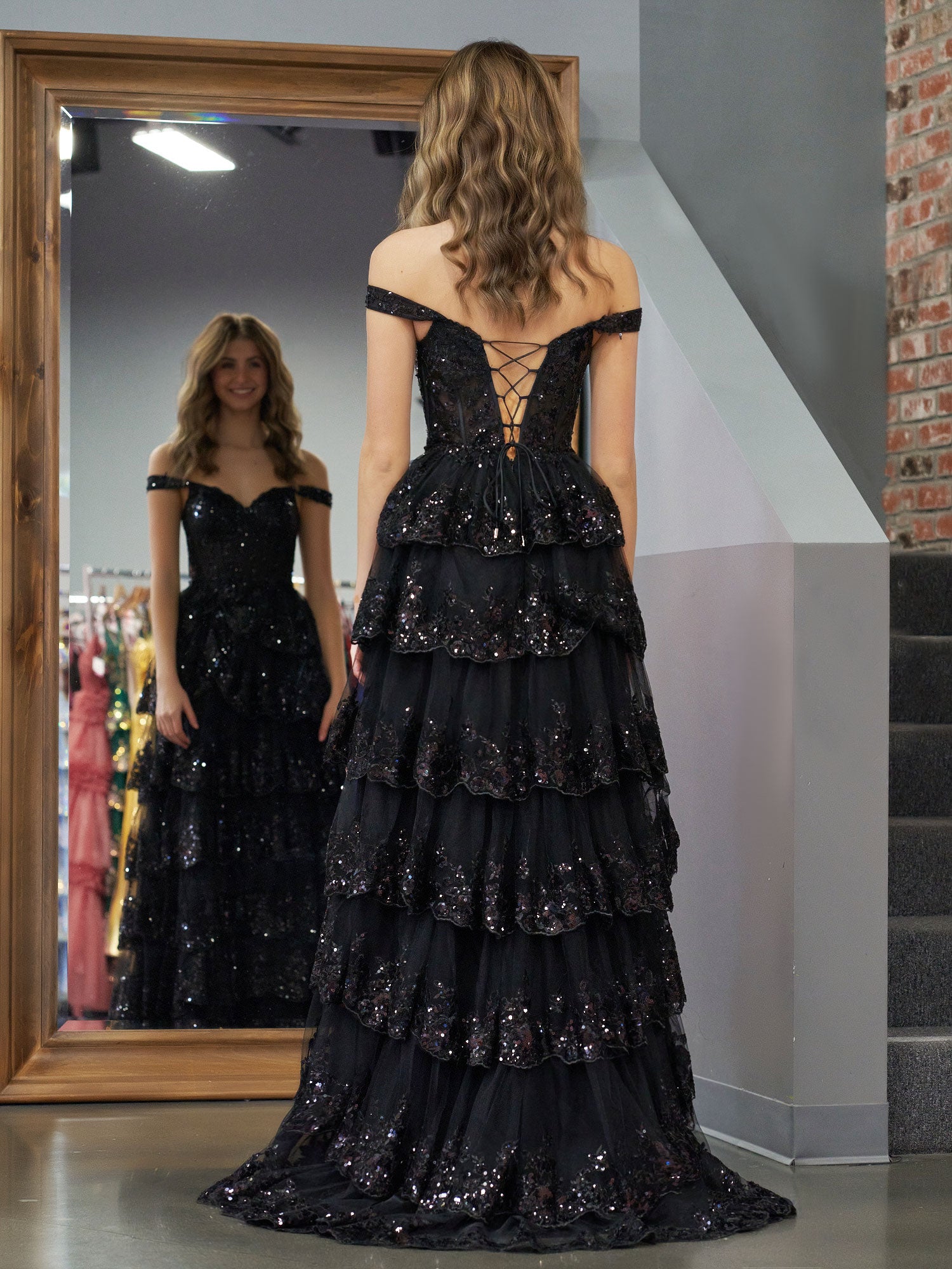 Black Corset Ball Gown Prom Dresses