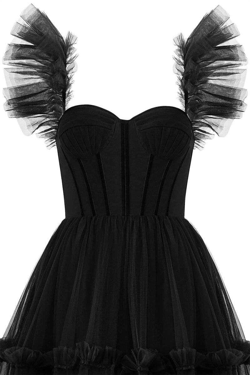 Katalina |A - Line Corset Ruffled Tulle Prom Dress - KissProm