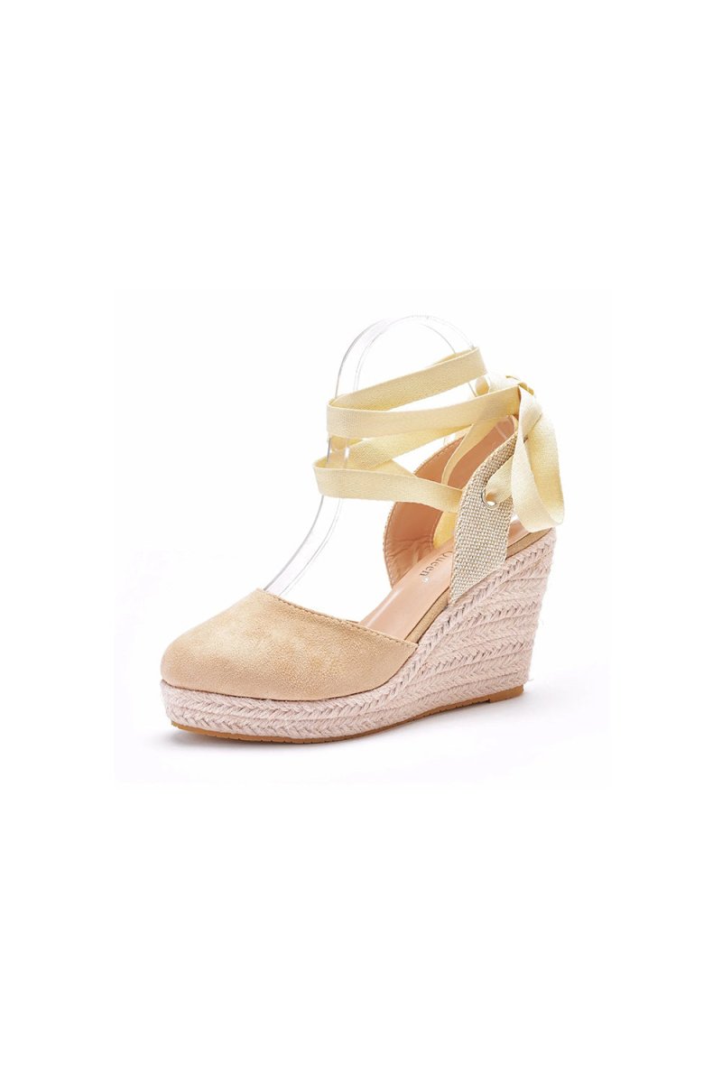 Bohemian Round Toe Platform Espadrille Wedge Heels - KissProm