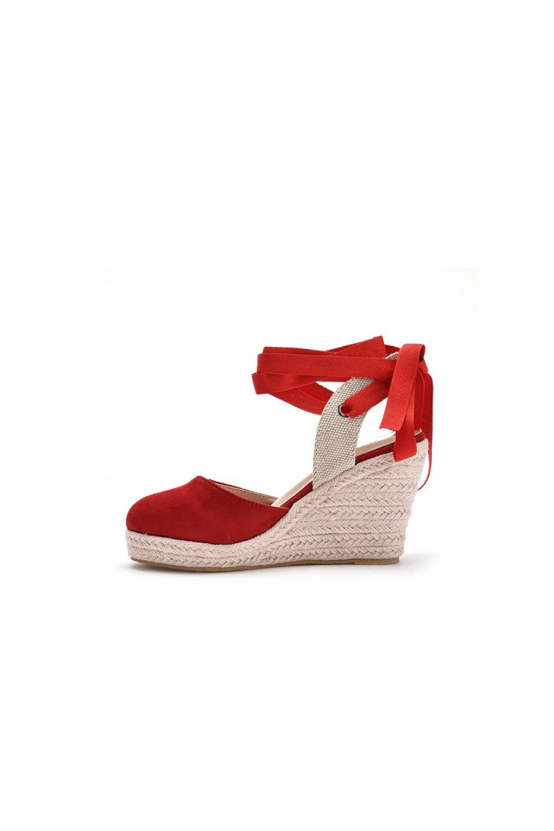 Bohemian Round Toe Platform Espadrille Wedge Heels - KissProm