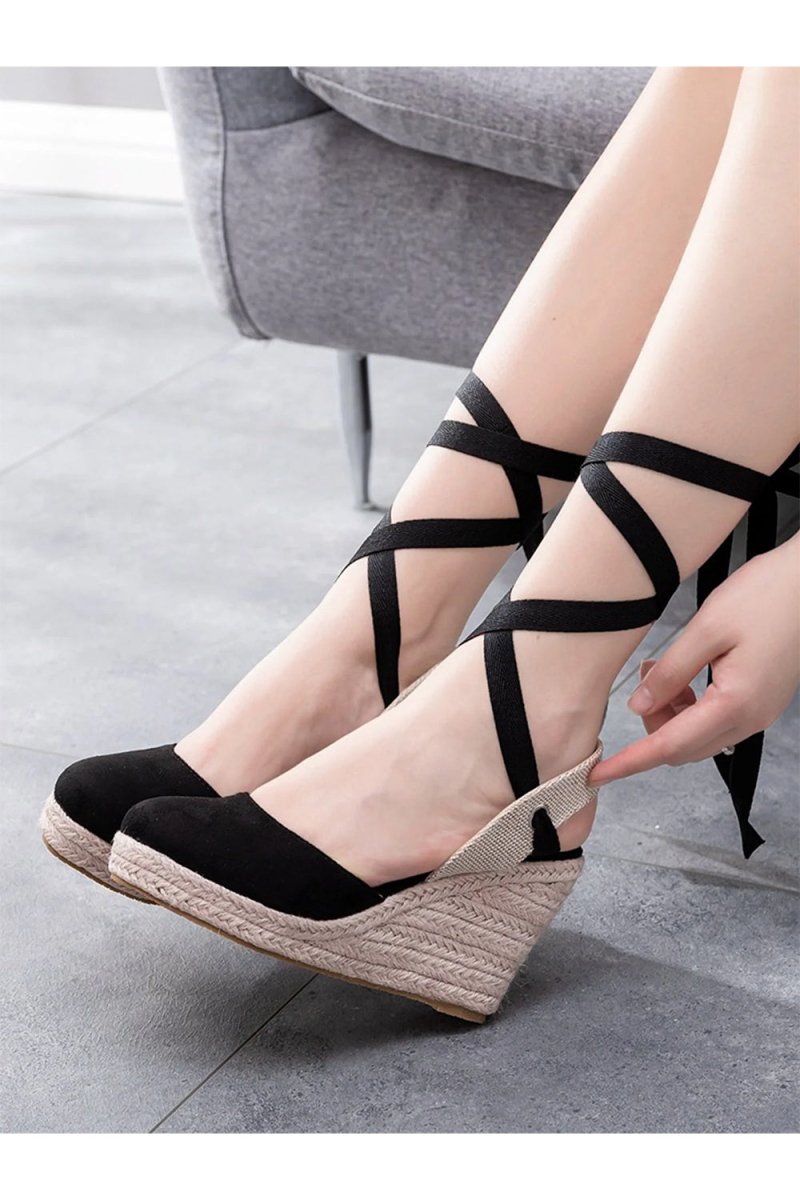 Bohemian Round Toe Platform Espadrille Wedge Heels - KissProm