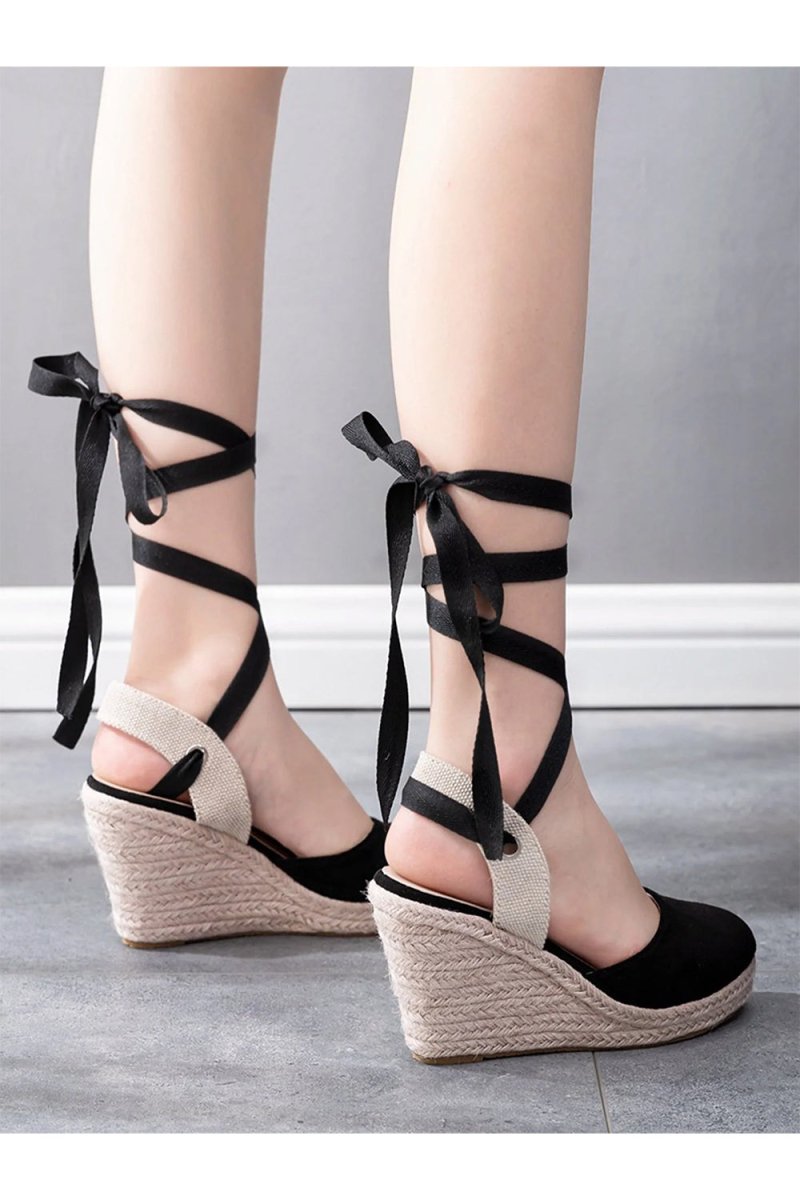 Bohemian Round Toe Platform Espadrille Wedge Heels - KissProm