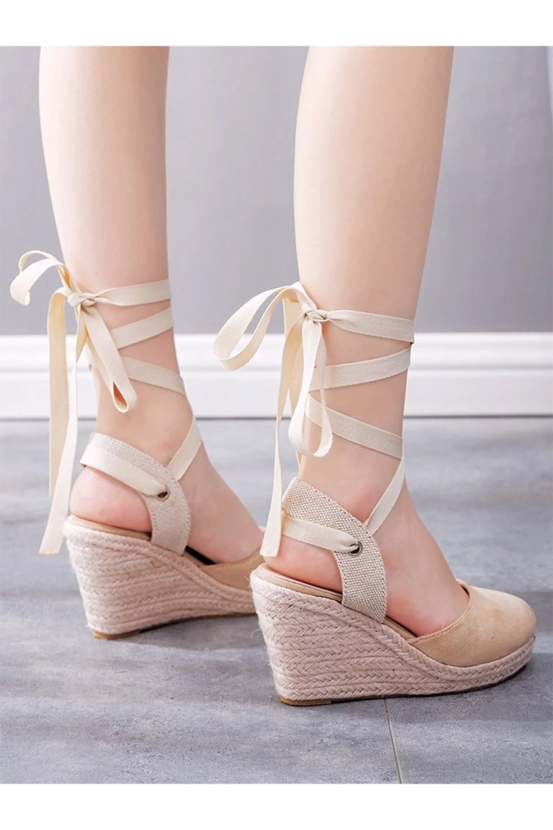 Bohemian Round Toe Platform Espadrille Wedge Heels - KissProm