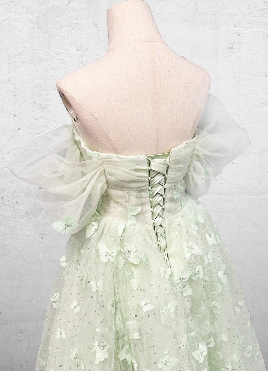 Boho A - Line Sweetheart Green Floor - Length Quinceanera Dress - KissProm