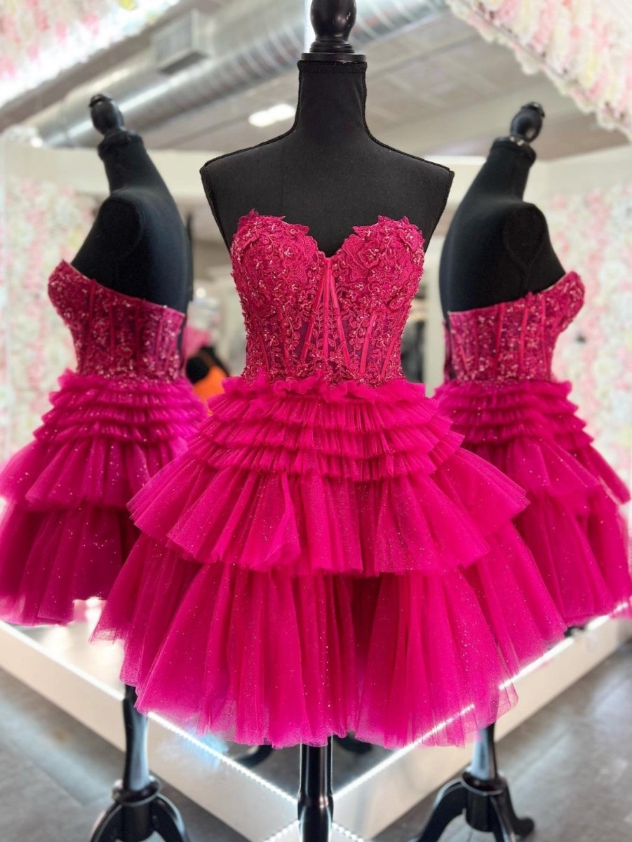 Ivy| A Line Sweetheart Homecoming Dress with Ruffles - KissProm