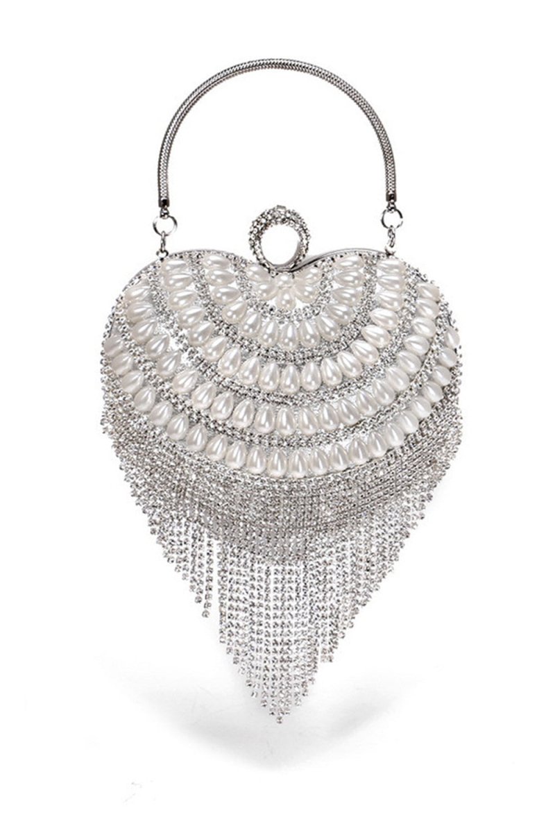 Champagne Beaded Pearls Party Clutch - KissProm