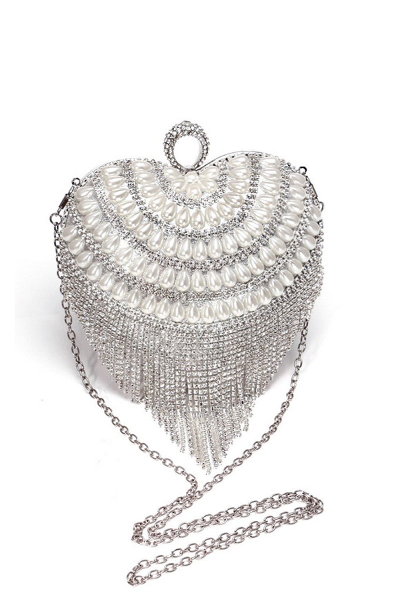 Champagne Beaded Pearls Party Clutch - KissProm