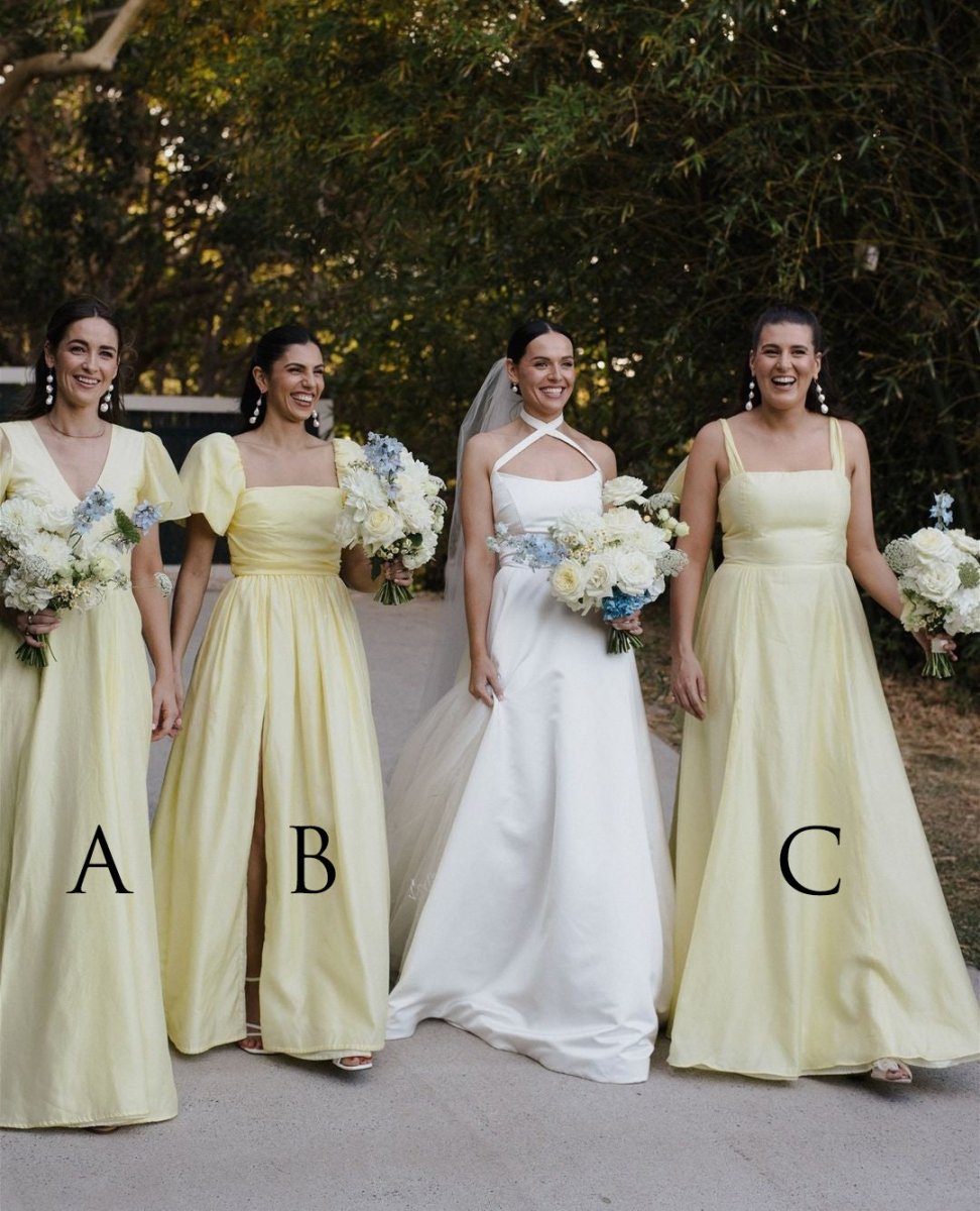 Chic A - Line Daffodi Long Bridesmaid Dresses - KissProm