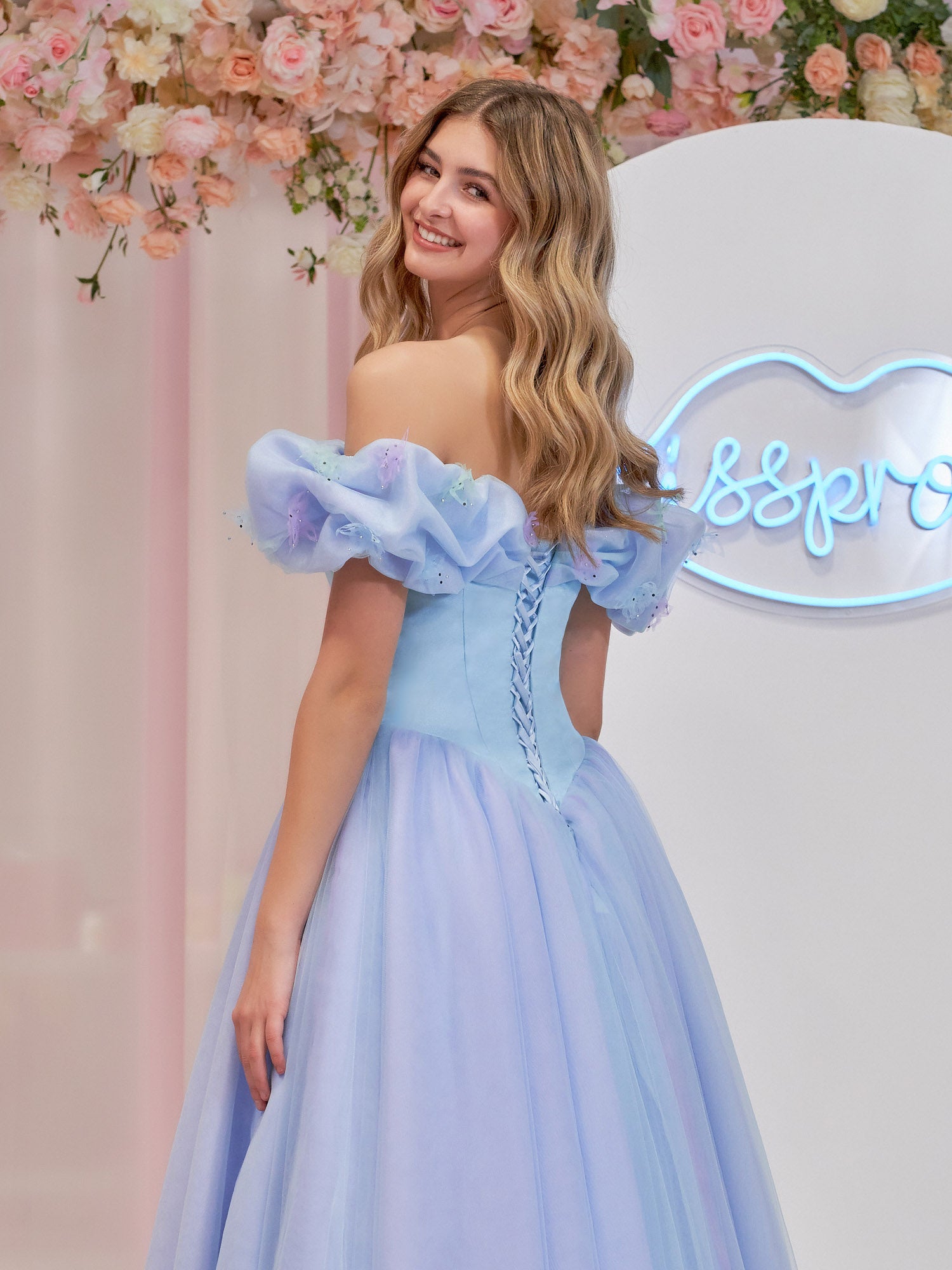 Cinderella Blue Tulle Gown with Butterflies & Crystals | Isabel | KissProm