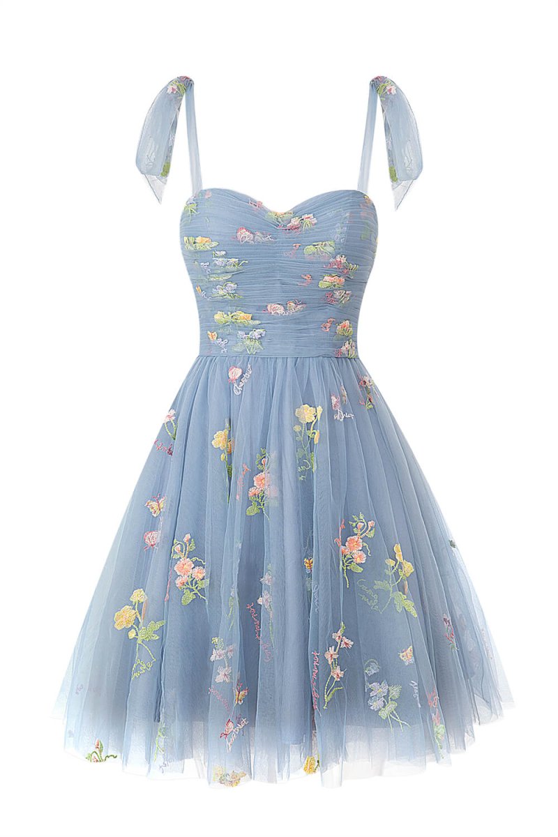 Claire | Aline Short Sweetheart Tulle Floral Homecoming Dress - KissProm