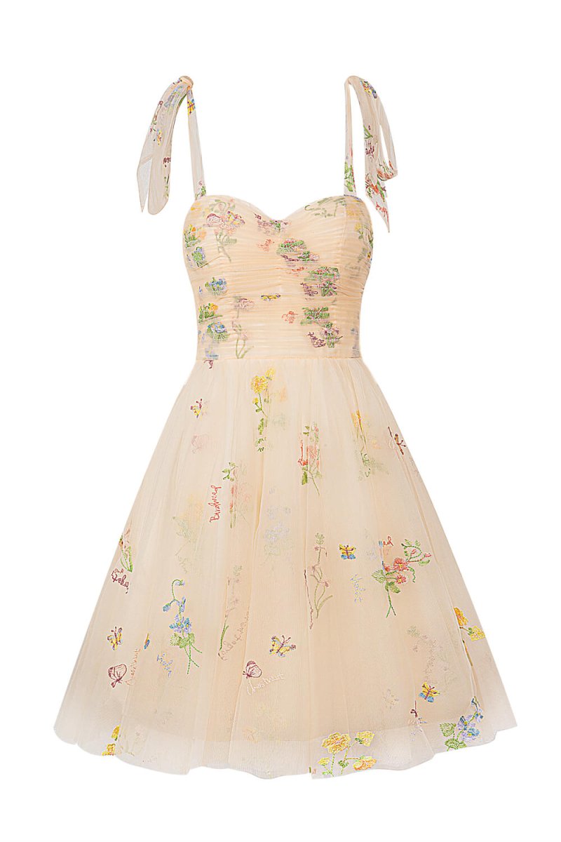 Claire | Aline Short Sweetheart Tulle Floral Homecoming Dress - KissProm