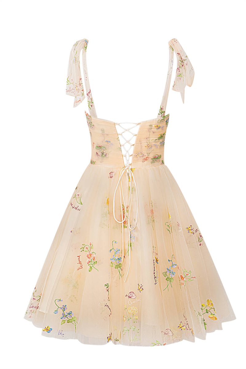 Claire | Aline Short Sweetheart Tulle Floral Homecoming Dress - KissProm