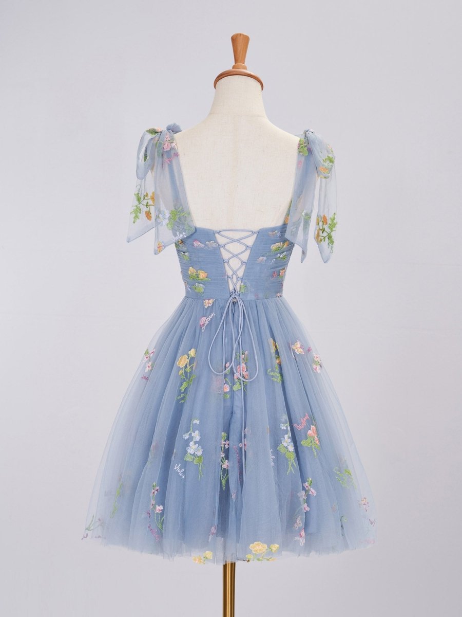 Claire | Aline Short Sweetheart Tulle Floral Homecoming Dress - KissProm