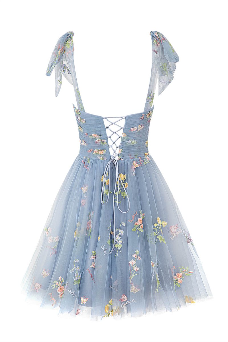 Claire | Aline Short Sweetheart Tulle Floral Homecoming Dress - KissProm