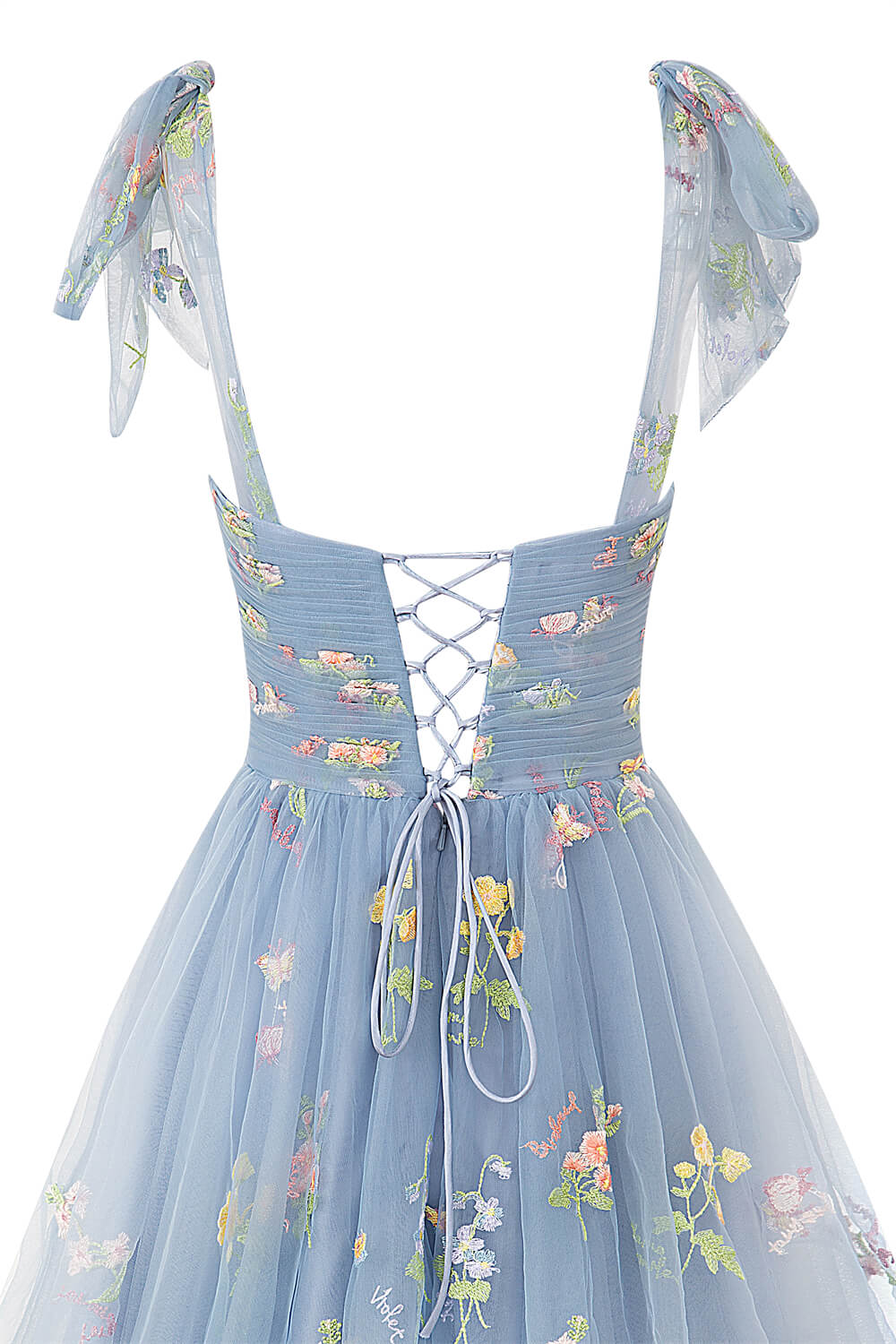 Blue floral hotsell homecoming dress