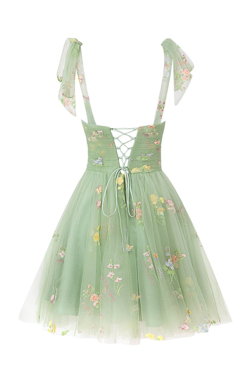 Claire | Aline Short Sweetheart Tulle Floral Homecoming Dress - KissProm