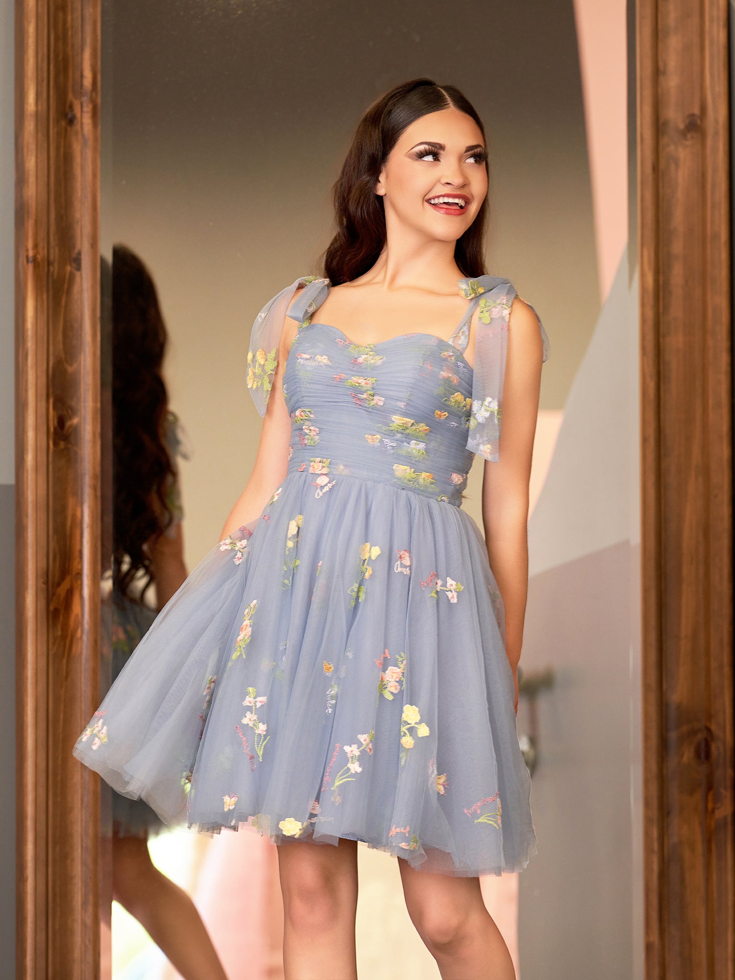 Claire | A Line Sweetheart Tulle Floral Short Homecoming Dress