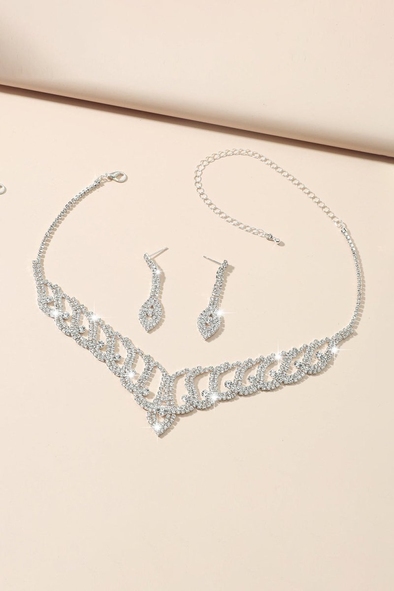 Classic Diamond Sparkling Necklace And Earrings Set - KissProm