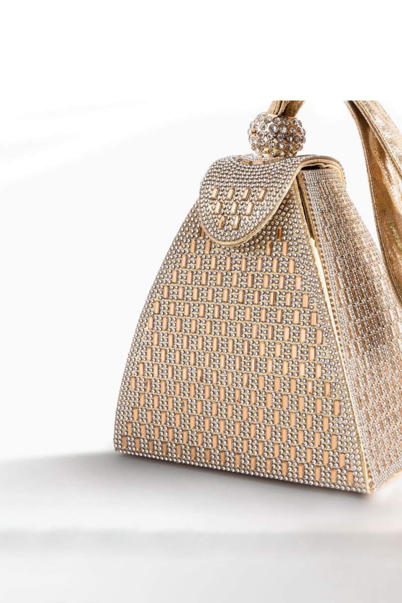 Crystal Gold Pyramid Handbag - KissProm