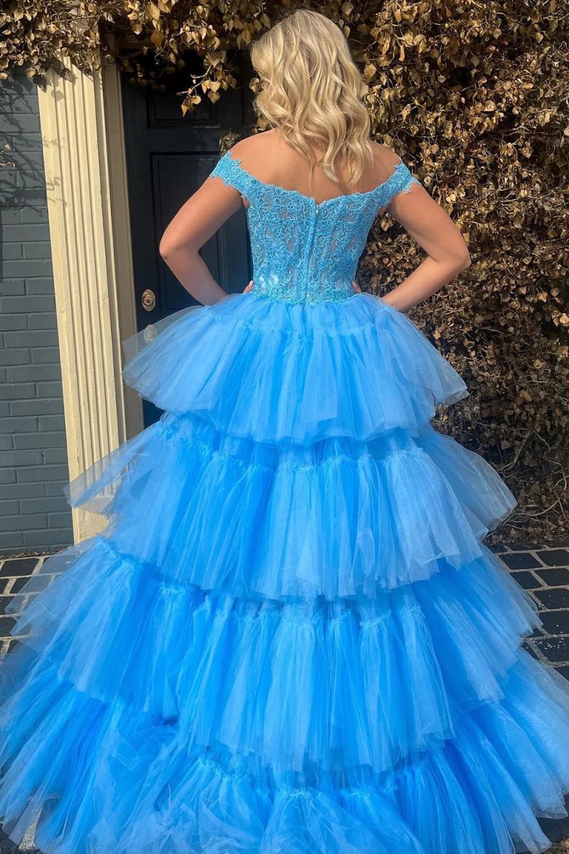 Bette | Blue High Low Homecoming Prom Dress with Lace - KissProm