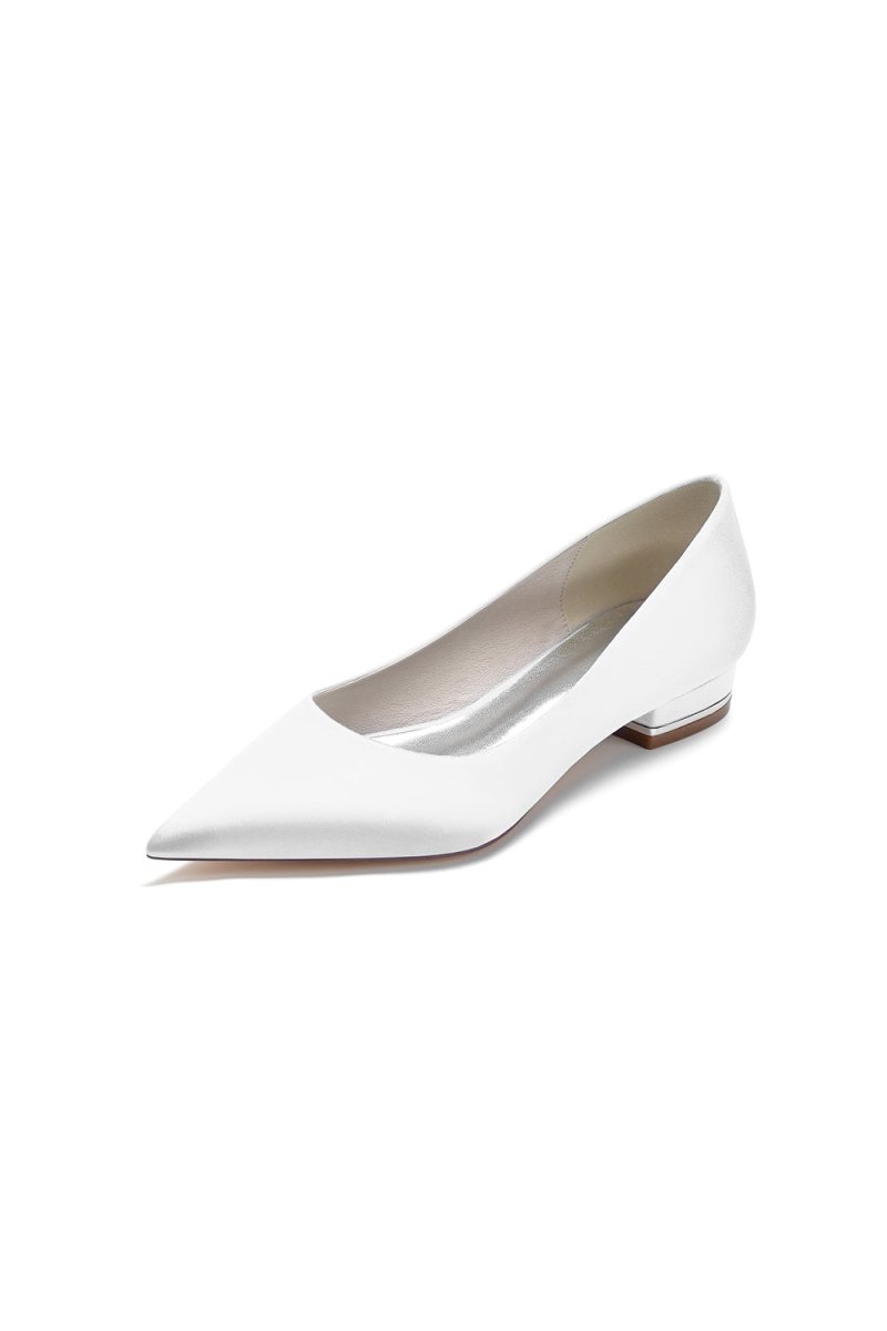 Simple Pointed Toe Satin Low Heels - KissProm