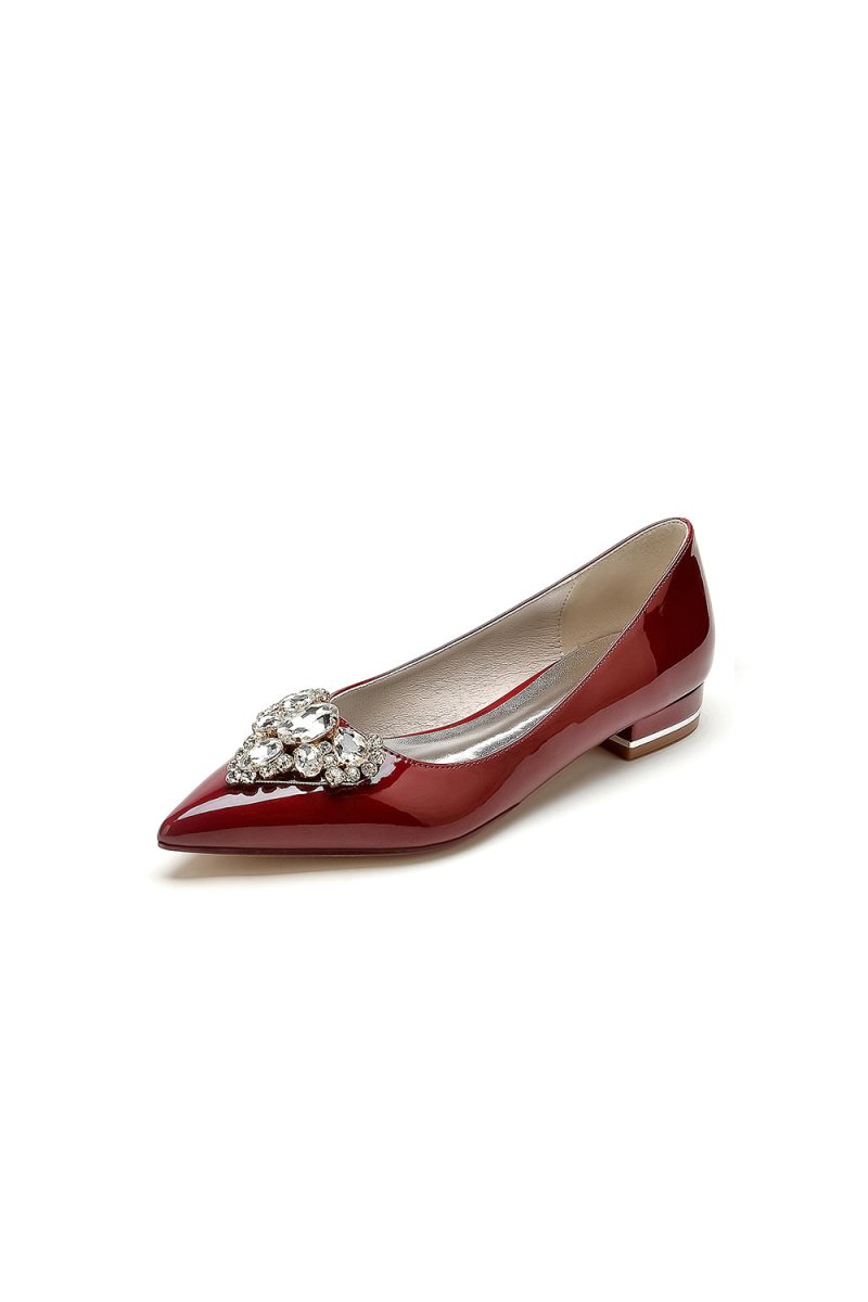 Elegant Burgundy High Heels with an Ornate Crystal Embellishment - KissProm