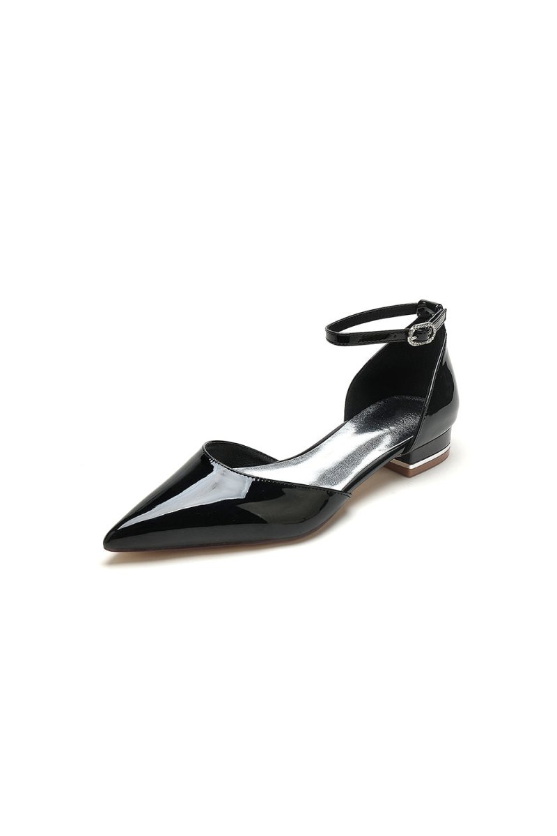 Black Low - Heeled Shoes with Metal Strap - KissProm