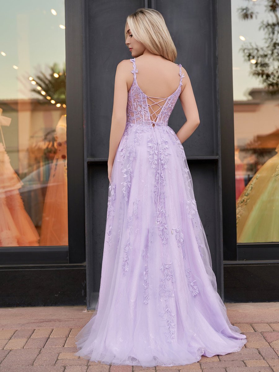 Mariana |A - line Sweetheart Lace Tulle Prom Dress with Slit - KissProm