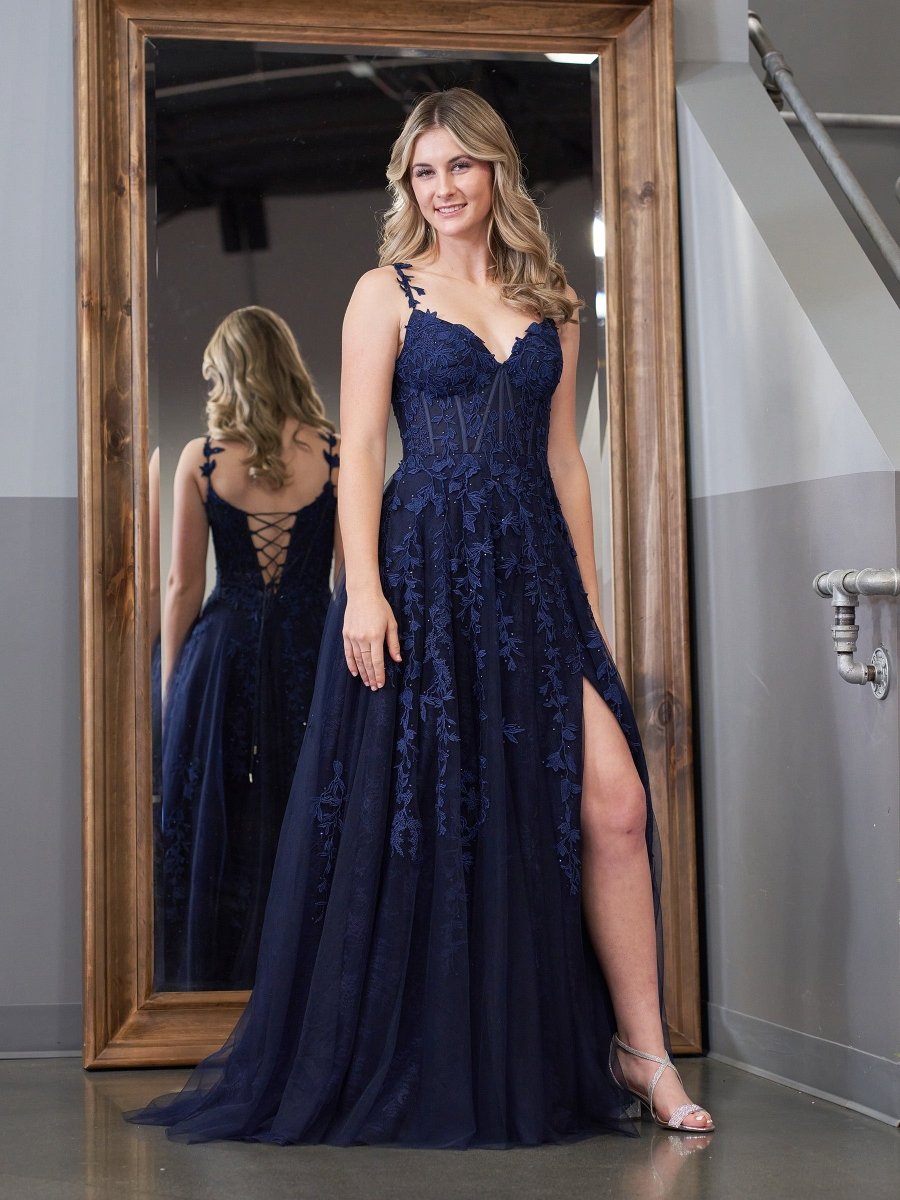 Mariana |A - line Sweetheart Lace Tulle Prom Dress with Slit - KissProm