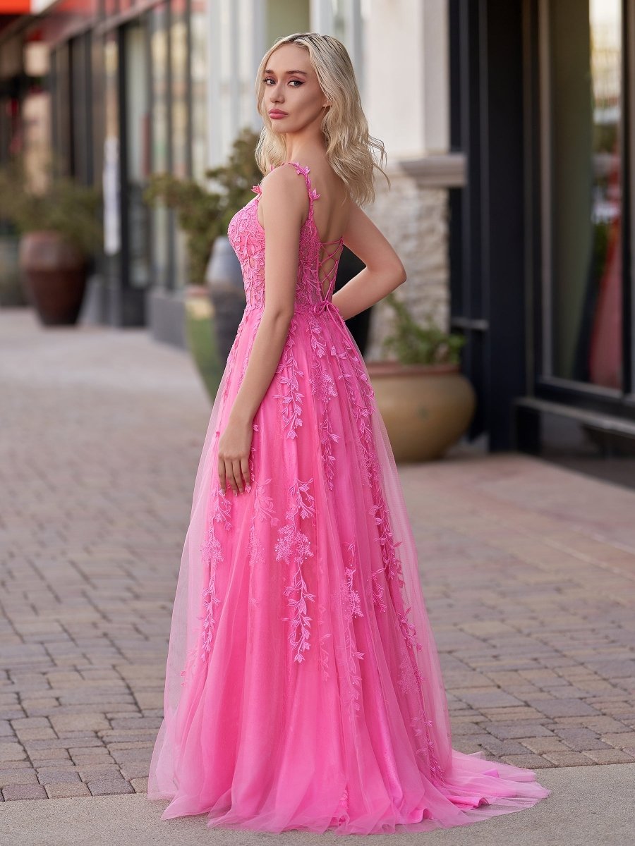 Mariana |A - line Sweetheart Lace Tulle Prom Dress with Slit - KissProm