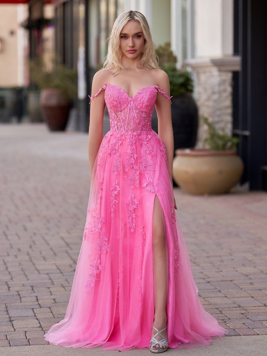 Mariana |A - line Sweetheart Lace Tulle Prom Dress with Slit - KissProm