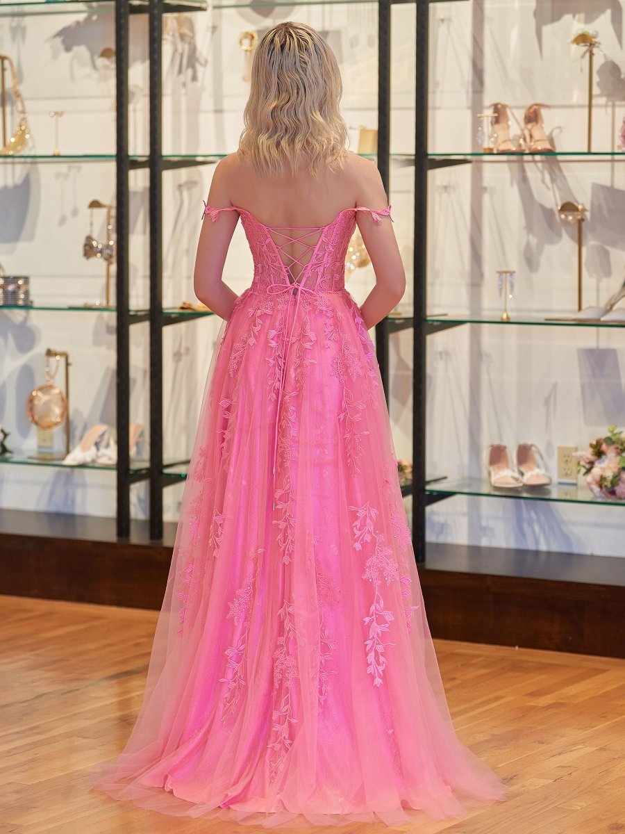 Mariana |A - line Sweetheart Lace Tulle Prom Dress with Slit - KissProm