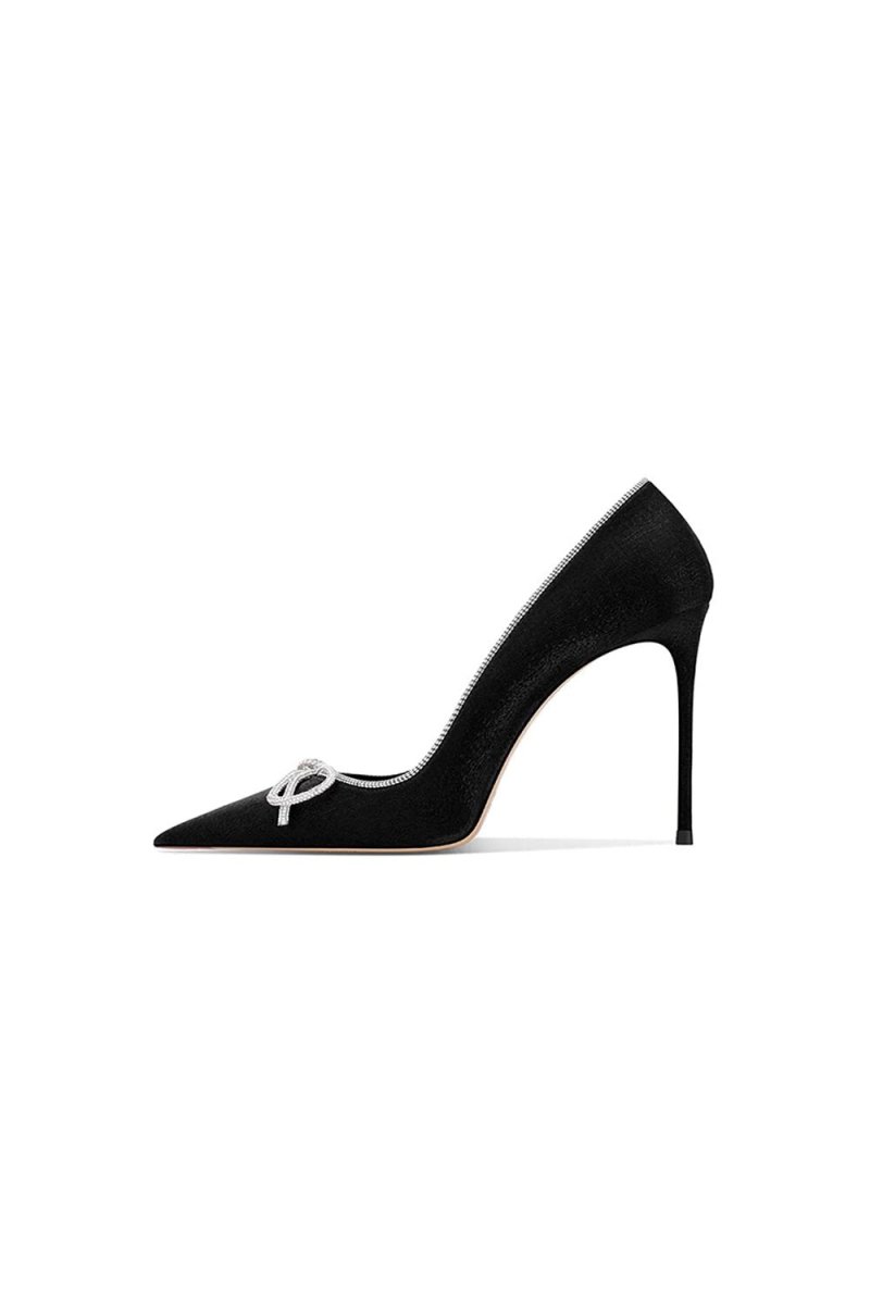 Elegant Stiletto Heel Bow Mid Heel Pumps - KissProm