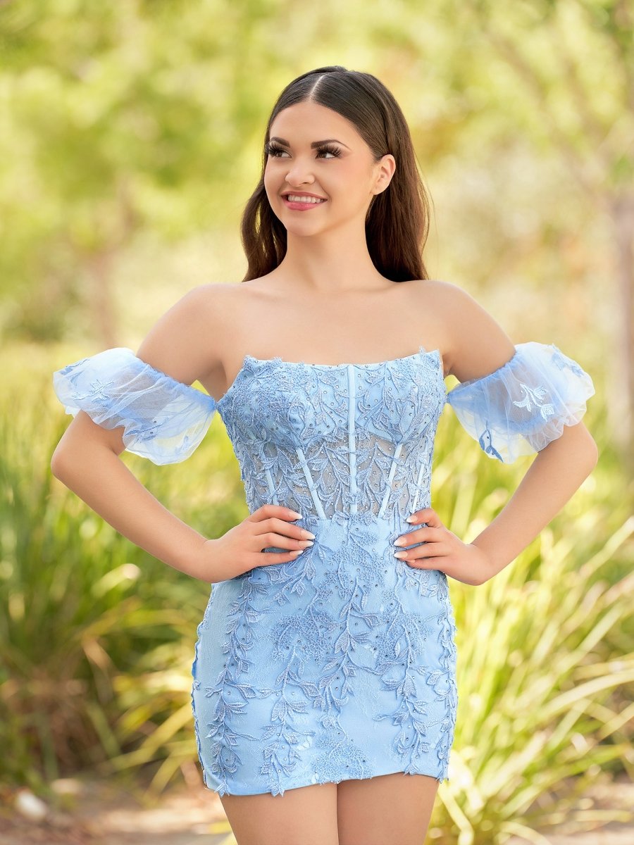 Ethel |Sheath Lace Strapless Homecoming Dress with Appliques - KissProm