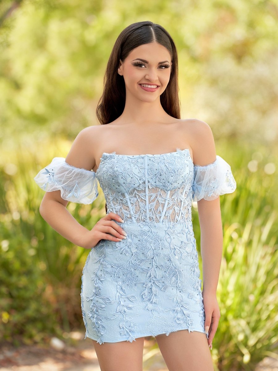 Ethel |Sheath Lace Strapless Homecoming Dress with Appliques - KissProm