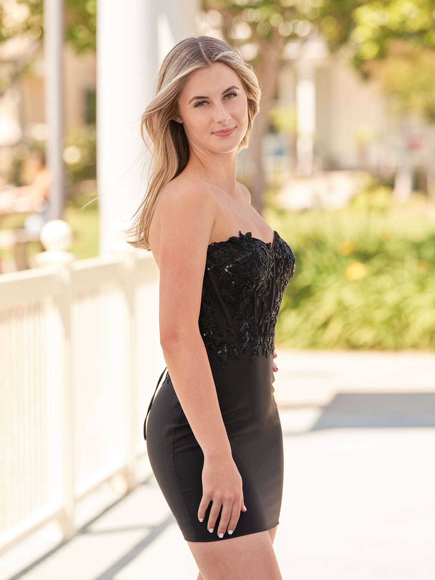 KissProm | Sheath Sweetheart Tight Beaded Homecoming Dresses | Made with premium satin fabric, this dress enhances your curves with its sheath silhouette and adds a flirty touch with its mini length. 